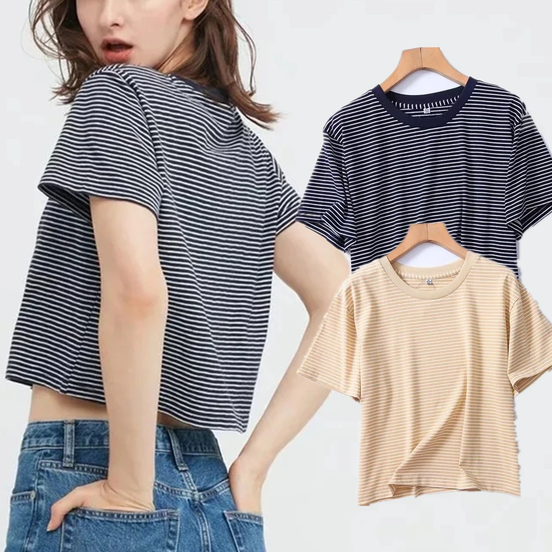 Withered 2022 Ins Fashion Blogger Street Vintage Striped Summer High Waist Round Collar Cotton Short Tshirts Women Tops
Withered 2022 Ins Fashion Blogger Street Vintage Striped Summer High Waist Round Collar Cotton Short Tshirts Women Tops