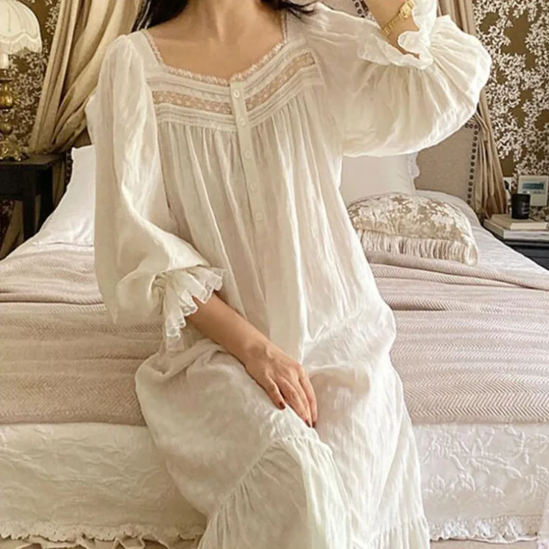 Хлопковые ночные рубашки, женская одежда для сна, свободная белая длинная ночная рубашка до середины икры, новинка на весну-осень, домашний ...
Хлопковые ночные рубашки, женская одежда для сна, свободная белая длинная ночная рубашка до середины икры, новинка на весну-осень, домашний ...