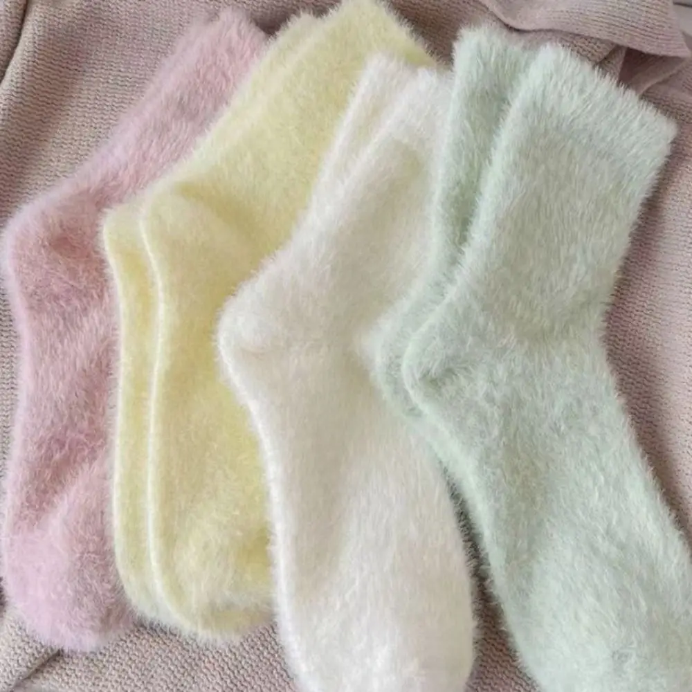 

Теплые плюшевые носки 3 пары, женские зимние носки, новинка, норковые бархатные однотонные домашние пушистые носки, утолщенные теплые носки для сна, кровати, пола, женские