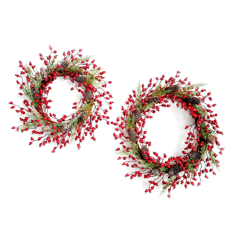 Artificial Red Berries with Pine Cones Rattan Wreath Fake Greenery Leaves Christmas Halloween Front Door Garland Decor
Artificial Red Berries with Pine Cones Rattan Wreath Fake Greenery Leaves Christmas Halloween Front Door Garland Decor