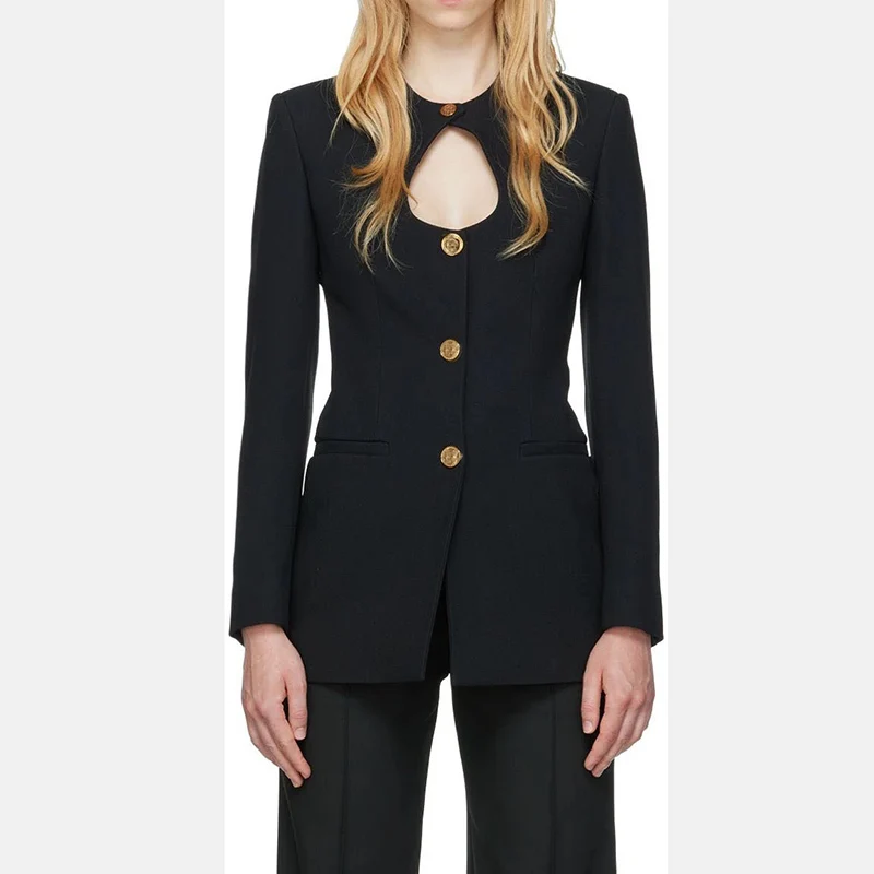 22 Autumn New Runway Blazer Women Luxury Black O Neck Long Sleeve Single Breasted Hollow Out Blazers Fashion Elegant Slim Coats
22 Autumn New Runway Blazer Women Luxury Black O Neck Long Sleeve Single Breasted Hollow Out Blazers Fashion Elegant Slim Coats