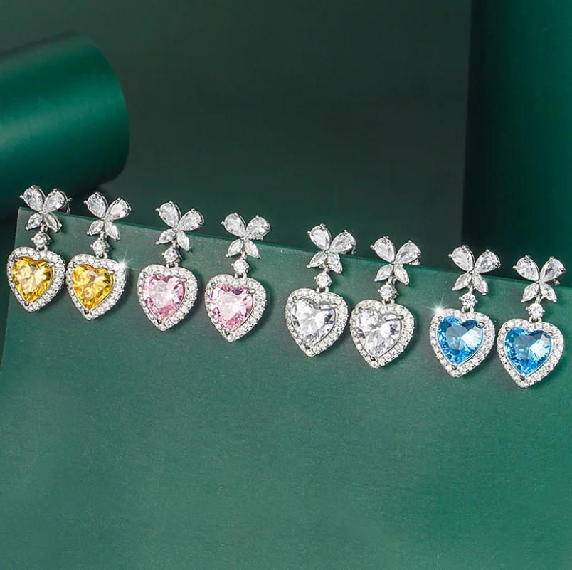 ANGLANG Luxury Heart Cubic Zirconia Dangle Earrings Women White/Blue/Pink/Yellow Simple Elegant Earrings Wedding Trendy Jewelry 
ANGLANG Luxury Heart Cubic Zirconia Dangle Earrings Women White/Blue/Pink/Yellow Simple Elegant Earrings Wedding Trendy Jewelry