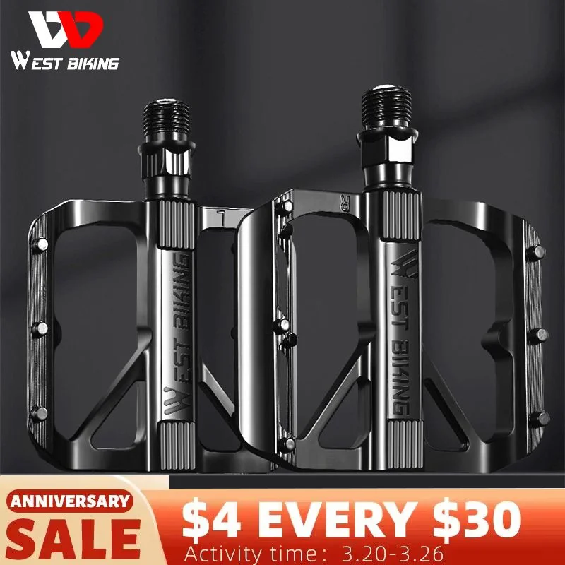 WEST BIKING MTB Flat Pedals Ultralight Aluminum DU Bearing Pedal Bike Parts Non-slip Black Bicycle Footrest Cycling Accesories
WEST BIKING MTB Flat Pedals Ultralight Aluminum DU Bearing Pedal Bike Parts Non-slip Black Bicycle Footrest Cycling Accesories