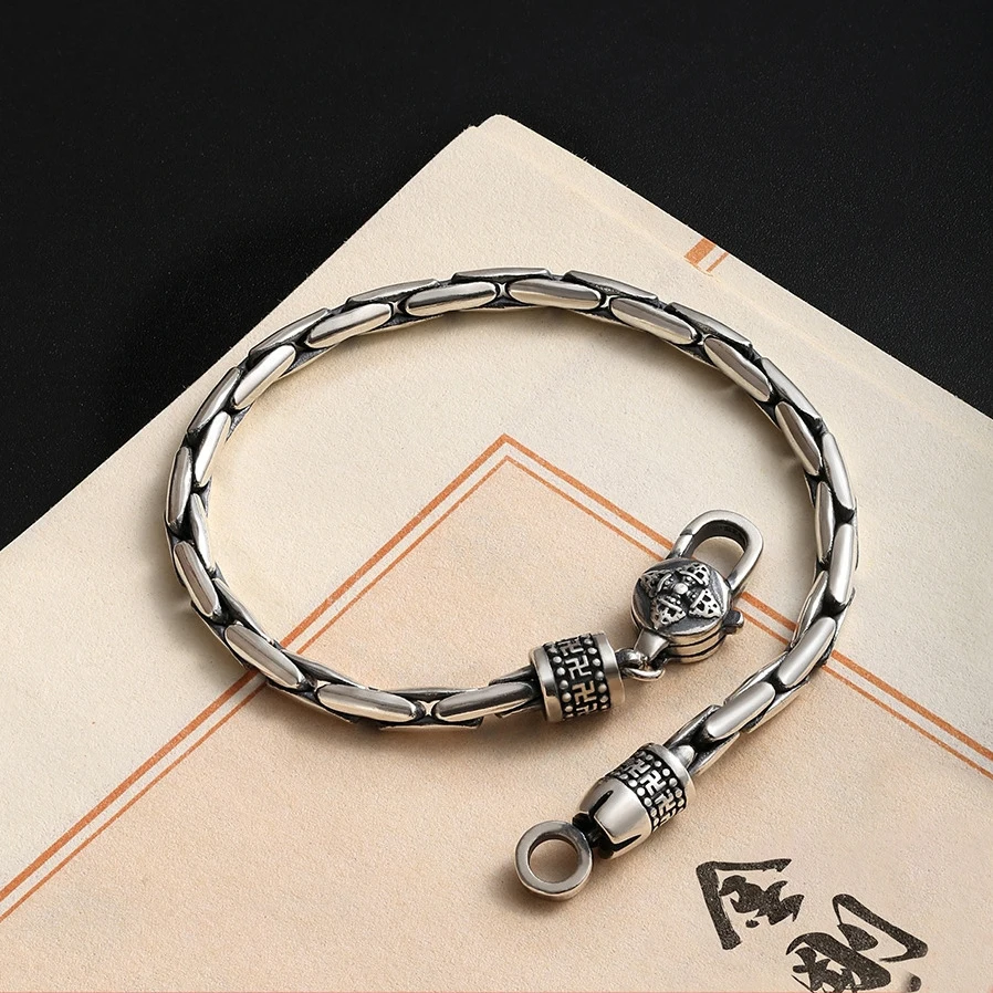 QN Silver Color Bamboo Chain Rope Vajra Buckle Bracelet Student Trendy Simple Men's Personality Single Retro Women's Accessories
QN Silver Color Bamboo Chain Rope Vajra Buckle Bracelet Student Trendy Simple Men's Personality Single Retro Women's Accessories