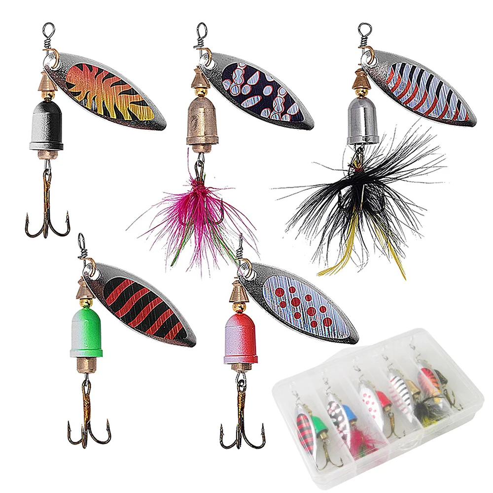 5Pcs Fishing Lure Spinner Baits for Bass Trout Salmon Hard Metal Spinnerbait Kit with Tackle Box
5Pcs Fishing Lure Spinner Baits for Bass Trout Salmon Hard Metal Spinnerbait Kit with Tackle Box