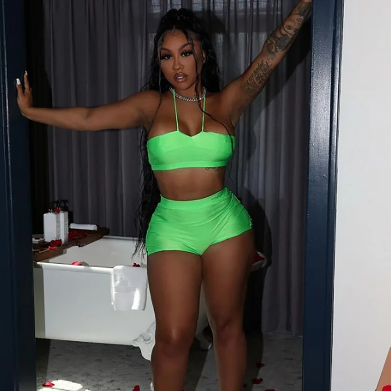 Adogirl Summer Tracksuit 2 Two Peice Sets Women Outfits Halter Crop Top + Skinny Shorts Solid Skinny Matching Sets Streetwear
Adogirl Summer Tracksuit 2 Two Peice Sets Women Outfits Halter Crop Top + Skinny Shorts Solid Skinny Matching Sets Streetwear