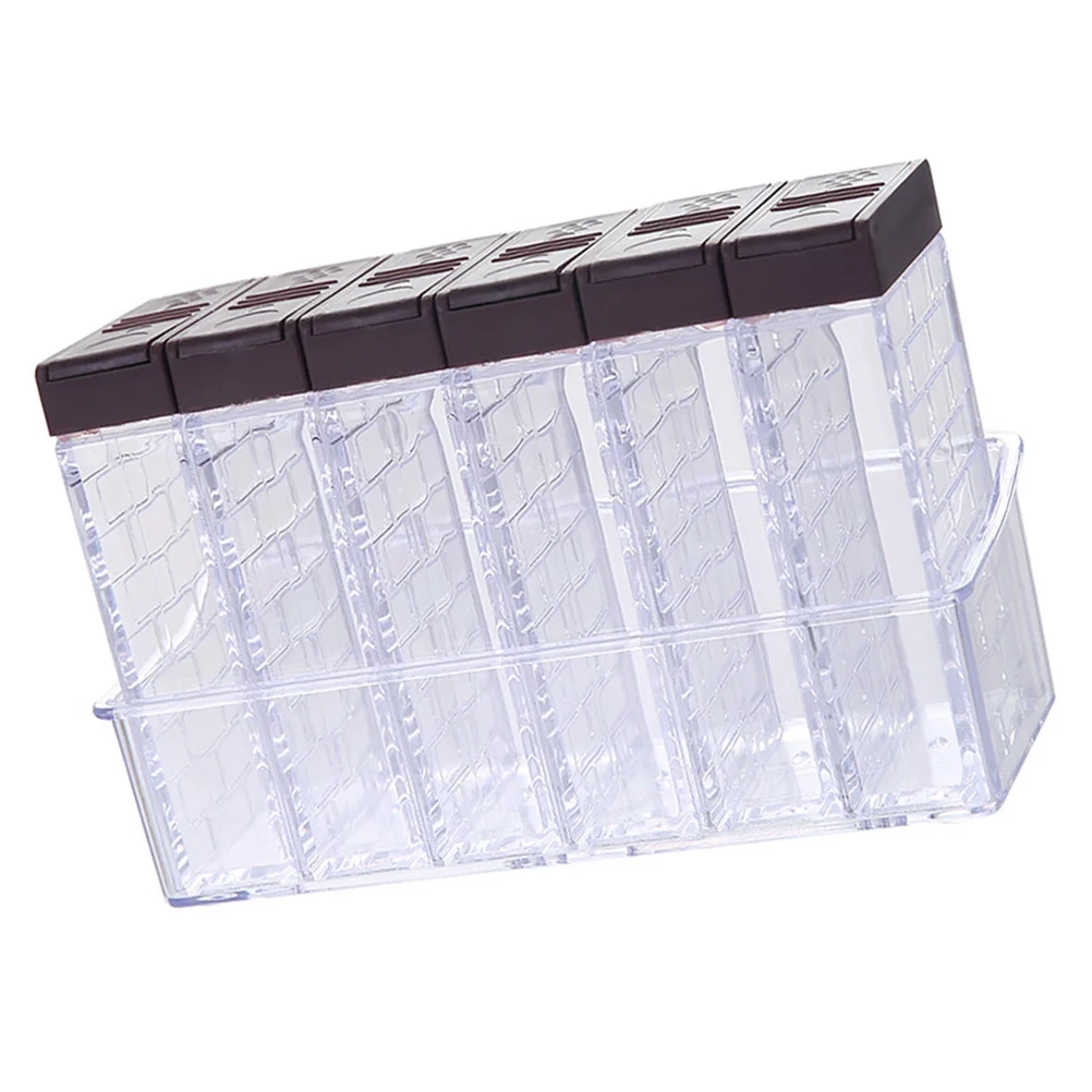 Creative Double-outlet Lid 6-case Seasoning Boxes Set with Tray Transparent Condiment Containers Spice Shakers (Coffee) 
Creative Double-outlet Lid 6-case Seasoning Boxes Set with Tray Transparent Condiment Containers Spice Shakers (Coffee)