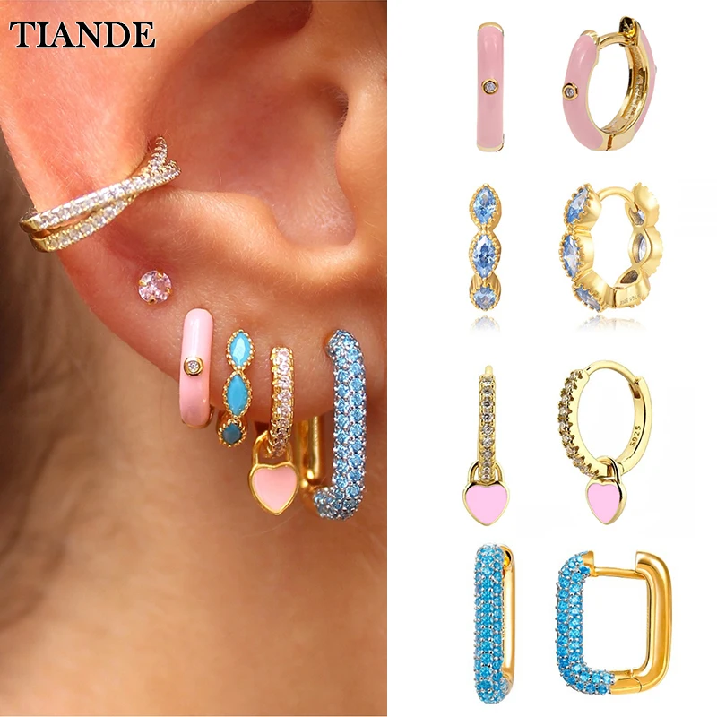 TIANDE Silver Color Gold Plated Hoop Earrings for Women CZ Zircon Enamel Women's Hoop Dangle Earrings 2022 Jewelry Wholesale
TIANDE Silver Color Gold Plated Hoop Earrings for Women CZ Zircon Enamel Women's Hoop Dangle Earrings 2022 Jewelry Wholesale