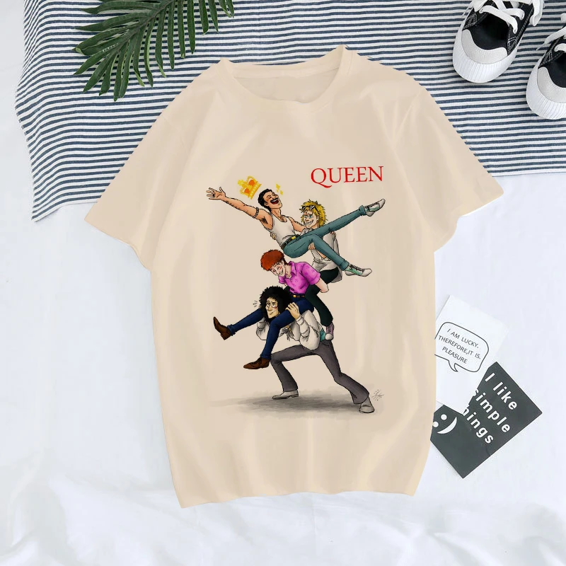 

Freddie Mercury Shirt Women Summer Short Sleeve Tee Shirt Unisex Harajuku Tshirt The Queen Band Graphic Y2k T-shirt Female 90s