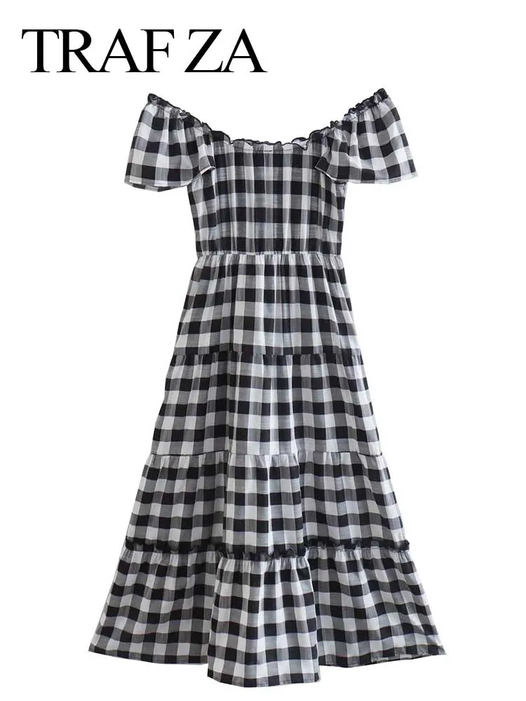 TRAF ZA New Elastic Round Neck Daily Elegant Lady Dress Casual Loose Black and White Check Print Flying Sleeves Women's Dress
TRAF ZA New Elastic Round Neck Daily Elegant Lady Dress Casual Loose Black and White Check Print Flying Sleeves Women's Dress