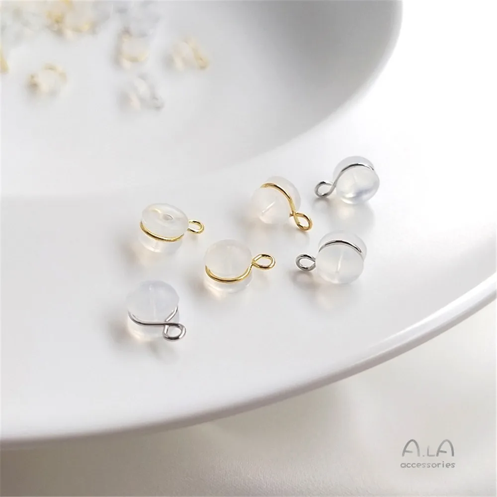

14K Gold Filled Plated 8 ring with hanging environment-friendly transparent silicone ear plug ear DIY ear accessories