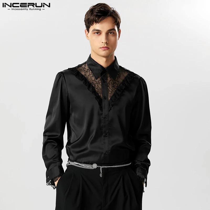 INCERUN Men Shirt Lace Patchwork See Through Lapel Long Sleeve Fashion Men Clothing Streetwear 2023 Sexy Loose Camisas S-5XL
INCERUN Men Shirt Lace Patchwork See Through Lapel Long Sleeve Fashion Men Clothing Streetwear 2023 Sexy Loose Camisas S-5XL
