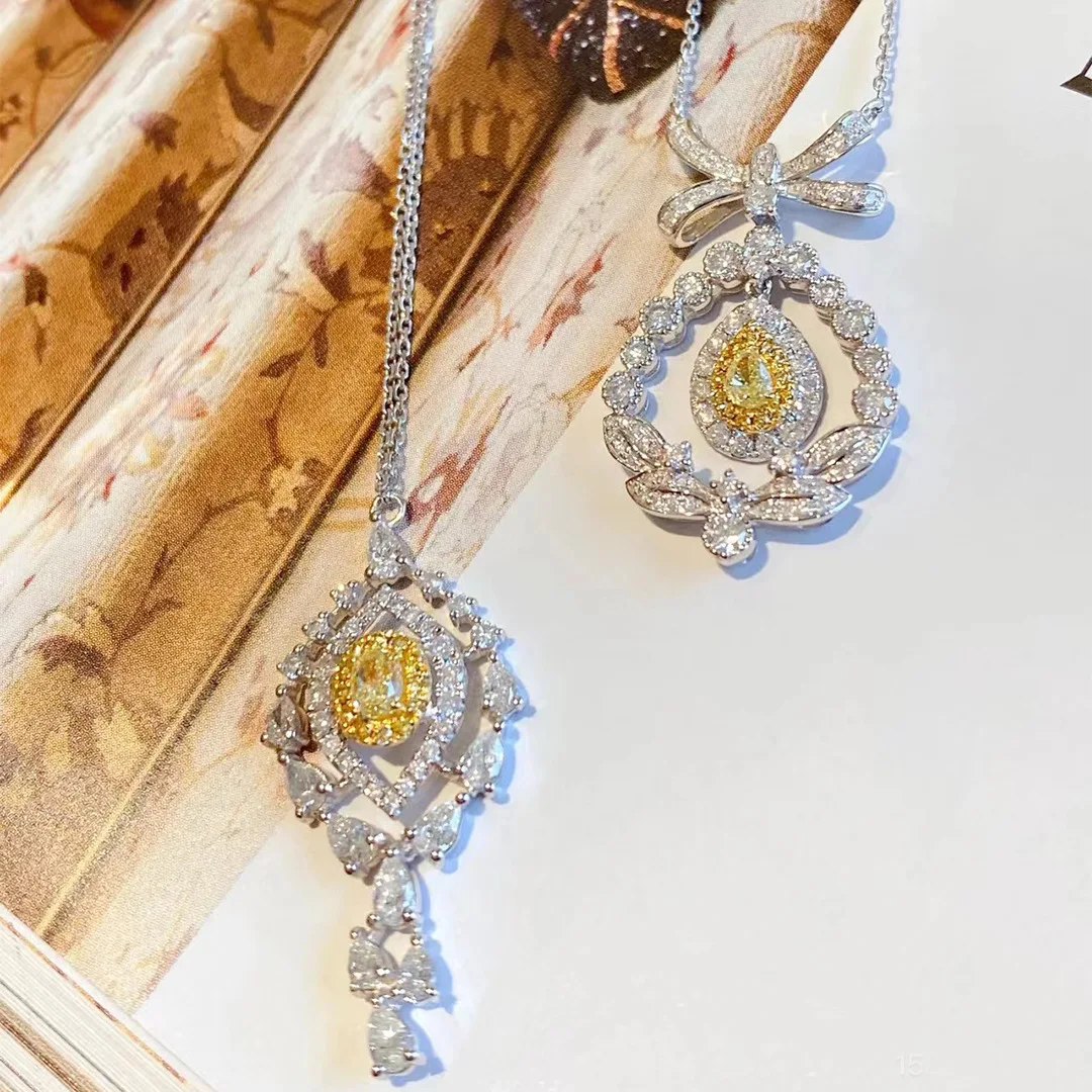 New Oval Yellow Diamond Drop-shaped Pink Diamond Necklace Light Luxury Niche Color Group Micro-encrusted Diamond Pendant Female
New Oval Yellow Diamond Drop-shaped Pink Diamond Necklace Light Luxury Niche Color Group Micro-encrusted Diamond Pendant Female