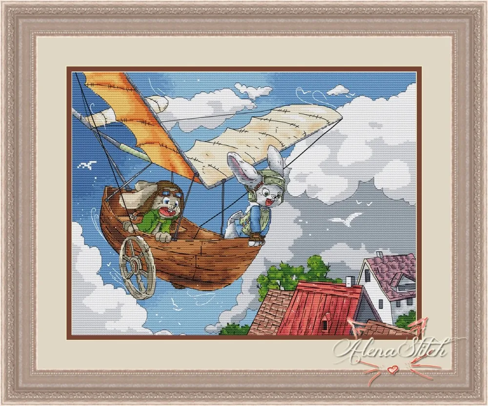 Cross stitch Kit 14CT 18CT 25CT Canvas Cross Stitch DIY Embroidery Set DMC two flying rabbits 46-37
Cross stitch Kit 14CT 18CT 25CT Canvas Cross Stitch DIY Embroidery Set DMC two flying rabbits 46-37