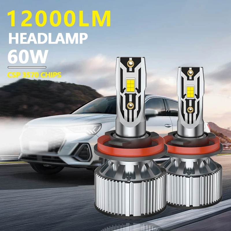 

60W 6000K H4 Led Headlights 12 V Modified Cars Super Bright High And Low Beam For H1 H7 H11 Csp 3570 Lamp Beads Auto Fog Blubs