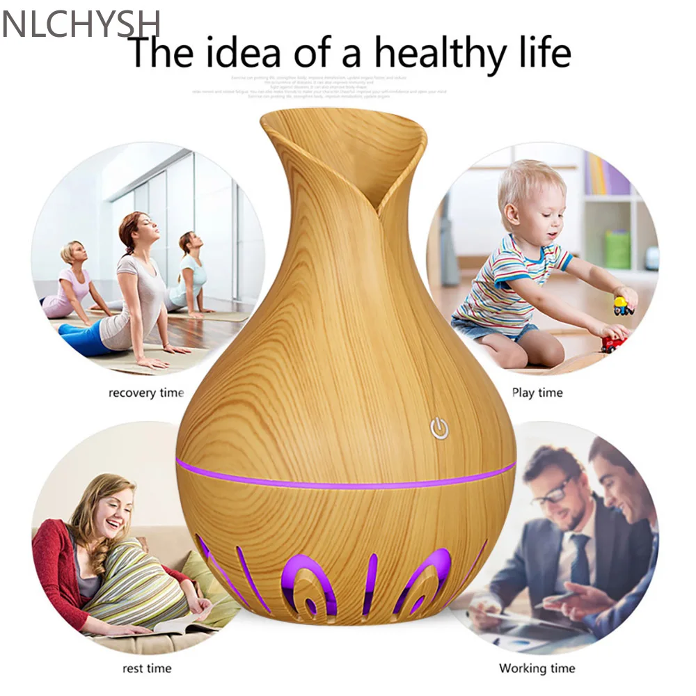 

USB Electric Air Humidifier 130ML Mini Wood Grain Aroma Diffuser Essential Oil Aromatherapy Cool Mist Maker With LED For Home