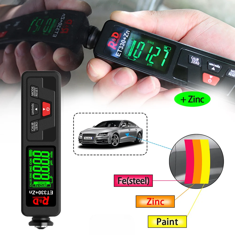 Coating Thickness Gauge Meter, ET-330 Digital Painting Thickness Gauge Zinc Paint Depth Thickness Auto Calibration 0-1500 um
Coating Thickness Gauge Meter, ET-330 Digital Painting Thickness Gauge Zinc Paint Depth Thickness Auto Calibration 0-1500 um