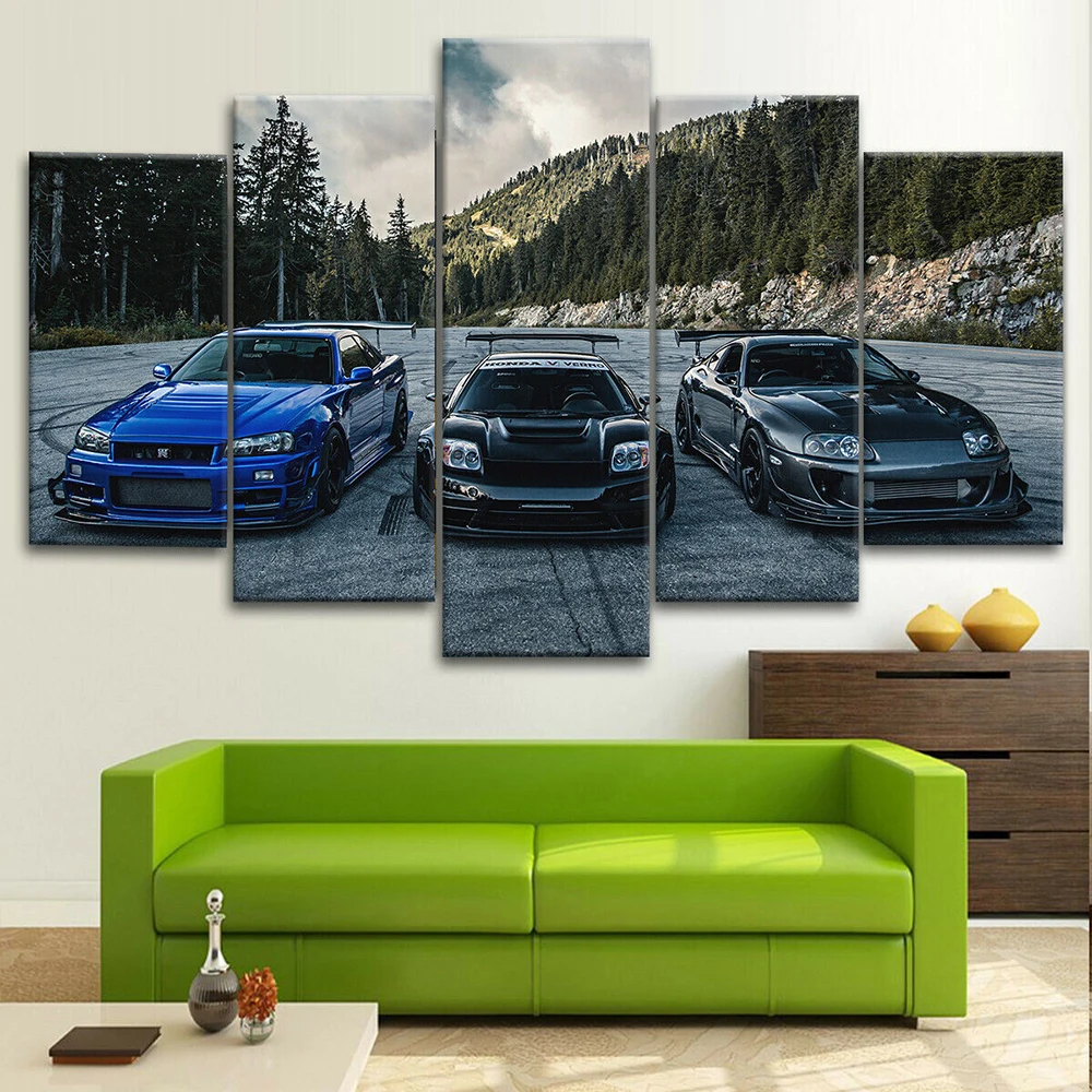 5 панелей Холст Искусство JDM Supra Nissan Skyline NSX автомобиль популярная Настенная картина печать в гостиной постер картина работа HD печать
5 панелей Холст Искусство JDM Supra Nissan Skyline NSX автомобиль популярная Настенная картина печать в гостиной постер картина работа HD печать