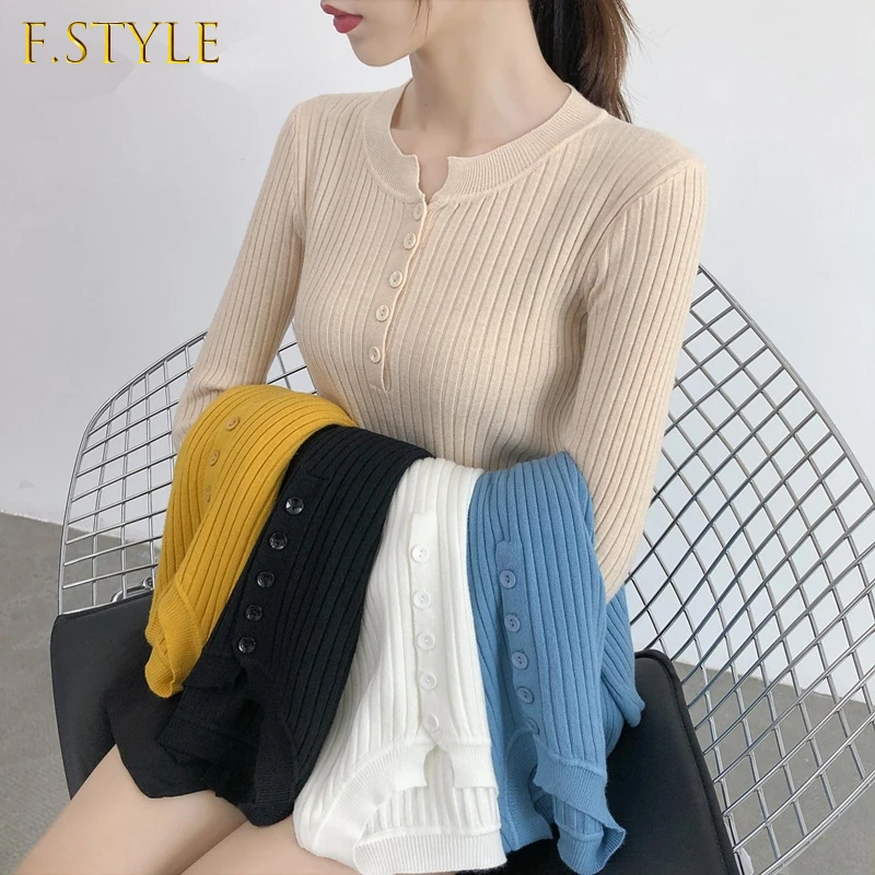 Comelsexy New 2021 Autumn Multi Color Sweater Button O-Neck Basic Knitted Women Sweater Women Long Sleeve Bottom Pullover Female
Comelsexy New 2021 Autumn Multi Color Sweater Button O-Neck Basic Knitted Women Sweater Women Long Sleeve Bottom Pullover Female