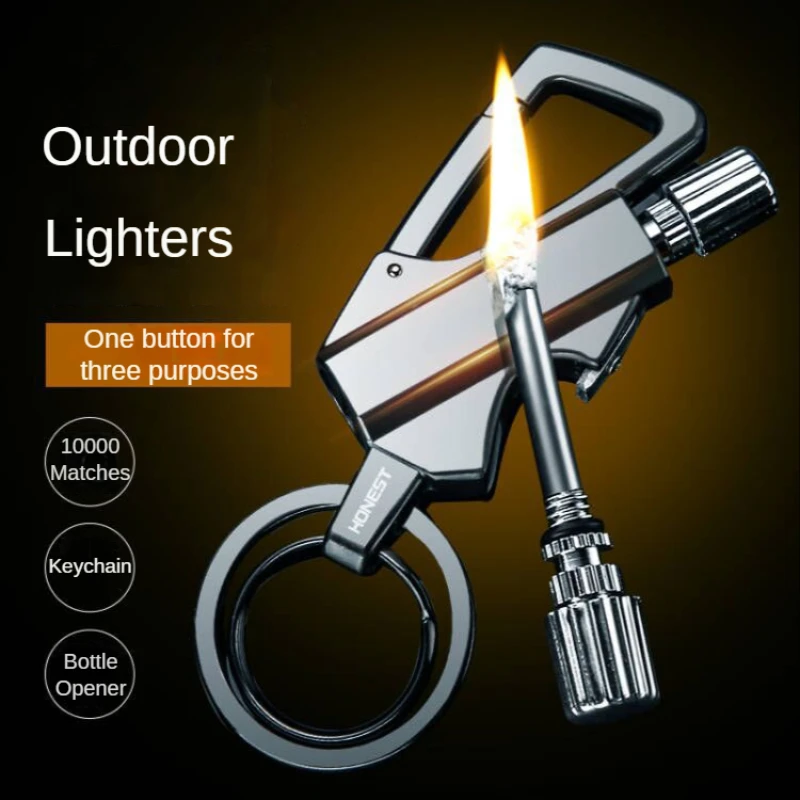 

10000 Match Keychain Kerosene Torch Lighter Cigarette Lighters Multi Functional Creative Windproof Smoking Accessories Men Gifts