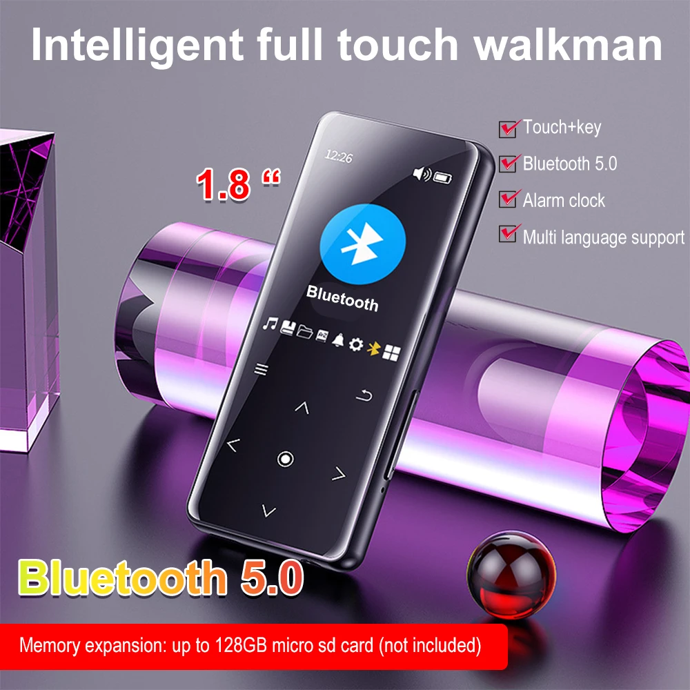 

Mp3-плеер без потерь с Bluetooth 5,0, Hi-Fi Портативный аудиоплеер с поддержкой динамика, TF-карты, металлический музыкальный mp3-плеер