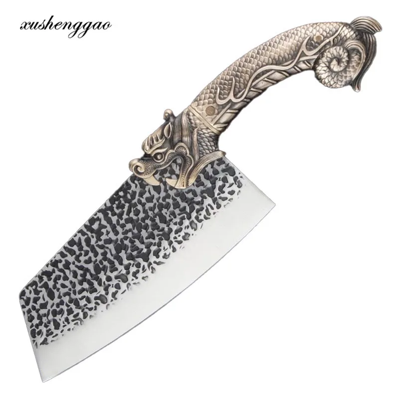 Longquan Kitchen Knife Handmade Forged Dragon Decor Copper Handle Chef Slicing Cleaver Nakiri Knife For Cutting Vegetables Meat
Longquan Kitchen Knife Handmade Forged Dragon Decor Copper Handle Chef Slicing Cleaver Nakiri Knife For Cutting Vegetables Meat