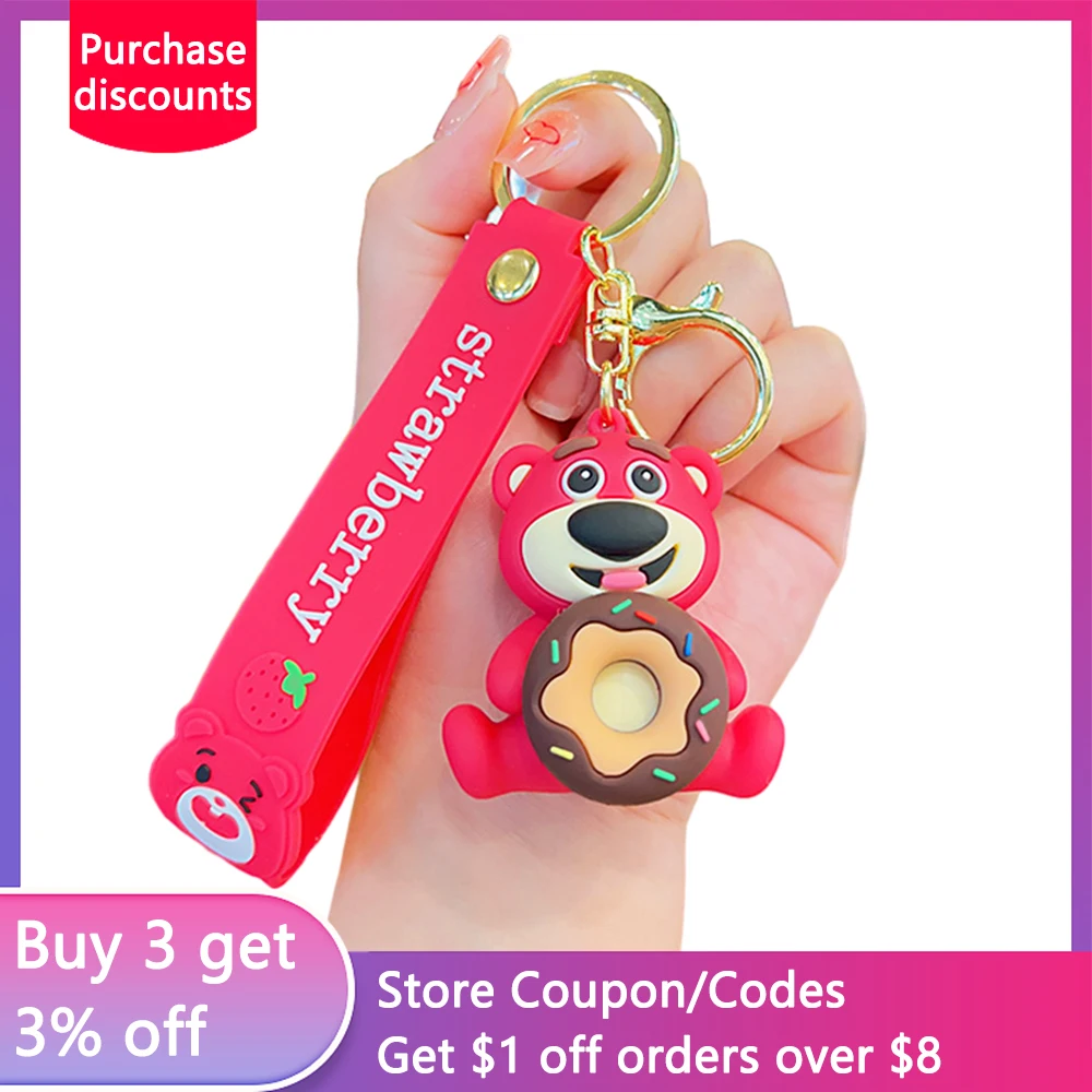 Cute Strawberry Bear Key Chain Bell Keychain Lovely Doll Car Key Ring Girls Holiday Gift Bag Pendant Decoration Accessories
Cute Strawberry Bear Key Chain Bell Keychain Lovely Doll Car Key Ring Girls Holiday Gift Bag Pendant Decoration Accessories