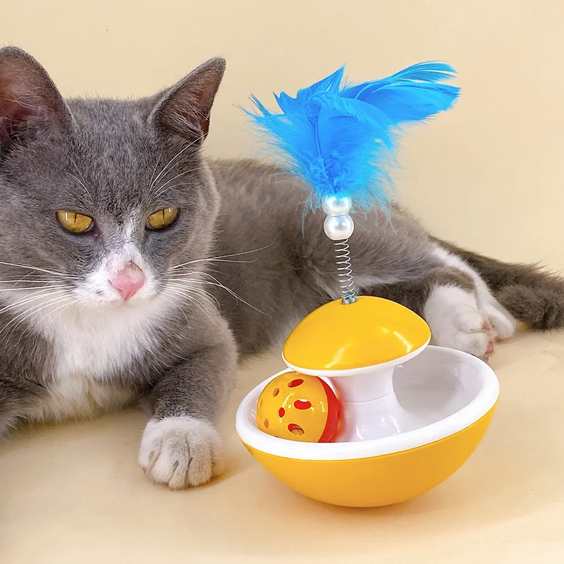 

New Durable Funny Pet Cat Toys for Entertain Itself Mimi Favorite Feather Tumbler with Small Bell Kitten Cat Toys For Catch