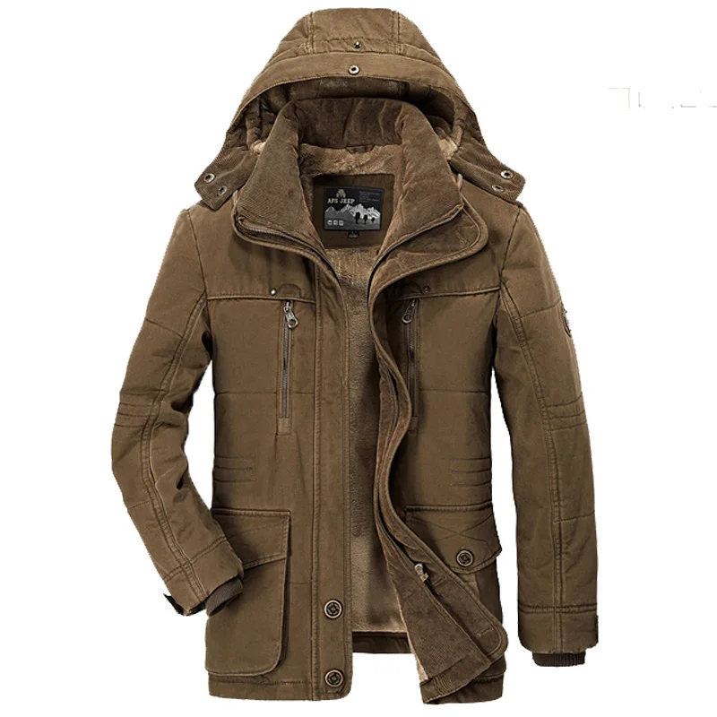

Парка мужская с флисовой подкладкой, плотная теплая Повседневная брендовая зимняя куртка с капюшоном, хлопок, 6XL 7XL