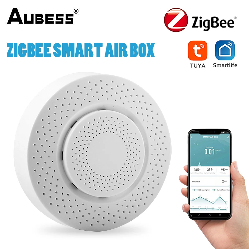 Смарт-Датчик качества воздуха Tuya Zigbee, датчик CO2, датчик температуры и влажности, датчик VOC HCHO PM2.5, детектор газа, автоматический детектор сигн...
Смарт-Датчик качества воздуха Tuya Zigbee, датчик CO2, датчик температуры и влажности, датчик VOC HCHO PM2.5, детектор газа, автоматический детектор сигн...