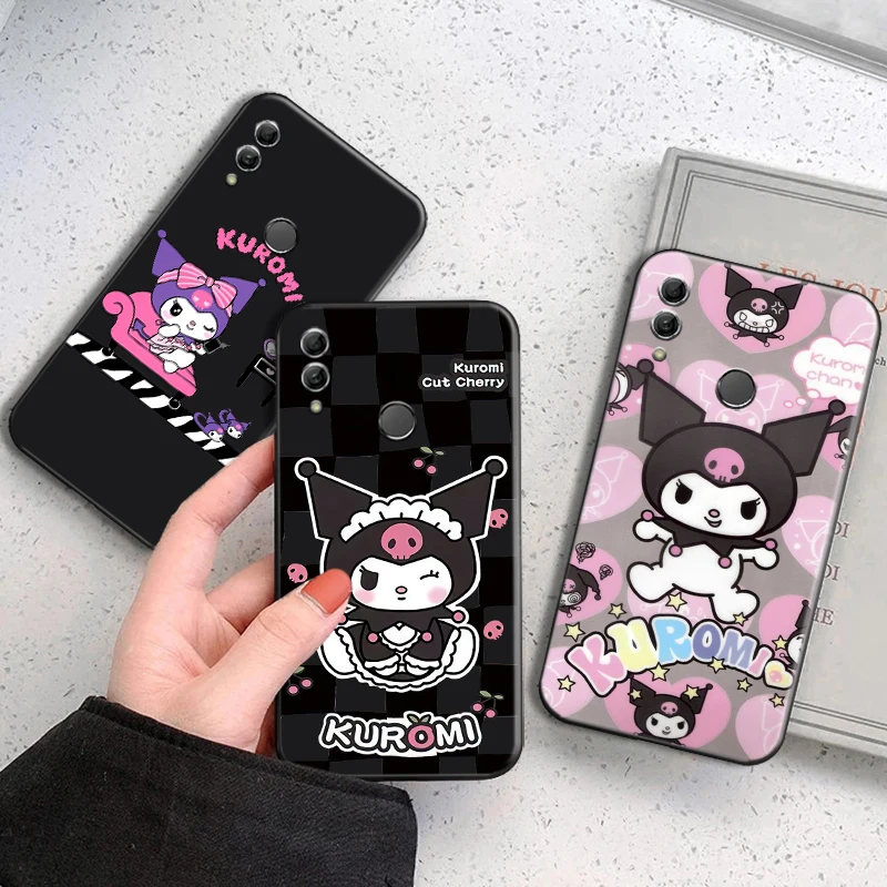 

Cartoon Kuromi Phone Case For Huawei Honor 7A 7X 8 8X 8C 9 V9 9A 9S 9X 9 Lite 9X Lite 8 9 Pro Carcasa Black Silicone Cover