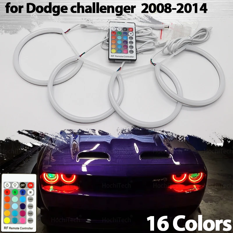 

for Dodge challenger 2008-2014 Demon Eye Remote Control RGB SMD Cotton LED Angel Eye Halo Ring