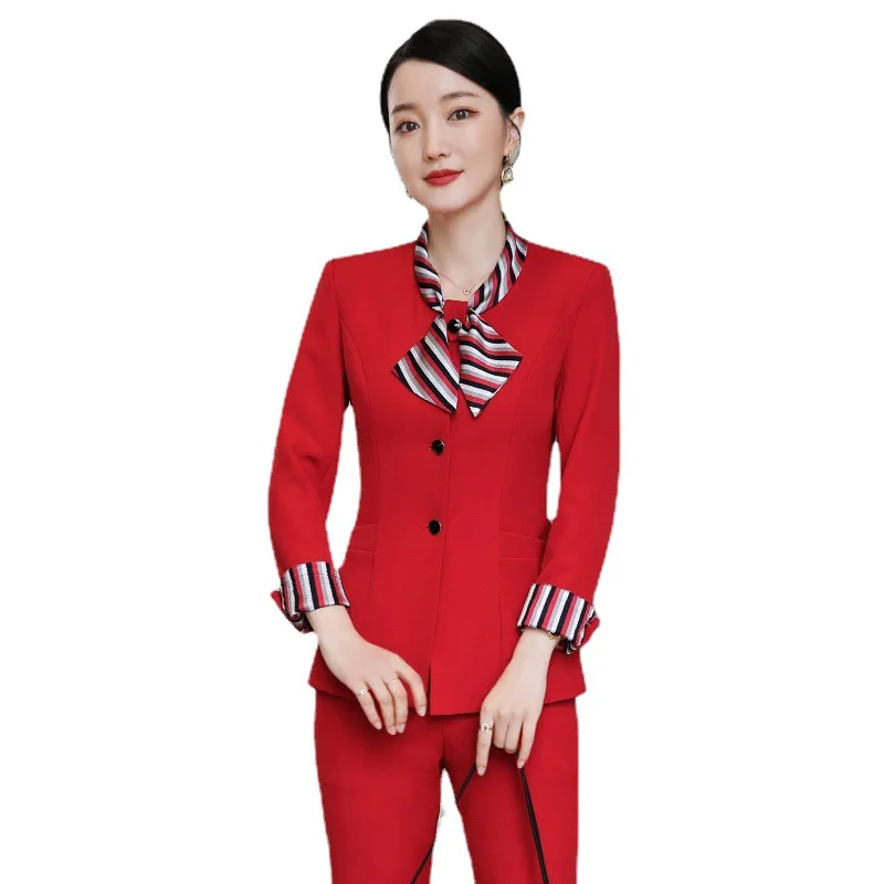 2022 Autumn Long sleeve Formal Red Work Women Pant suits And SKirt Sets for Interview plus size 
2022 Autumn Long sleeve Formal Red Work Women Pant suits And SKirt Sets for Interview plus size