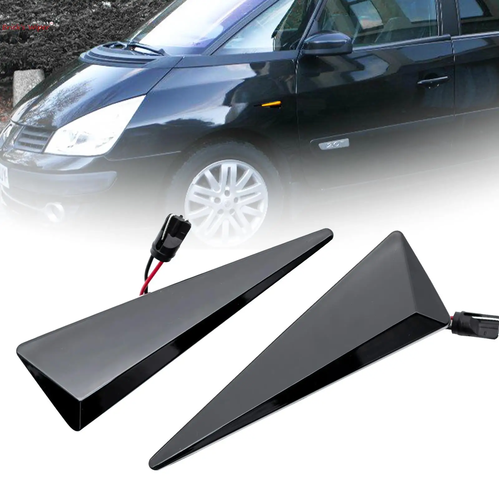 

Erick's Wiper Squential Flashing Repeater Fender Smoked Side Marker Light LED For Renault Megane Mk2 Espace 4 Scenic 2 Avantime