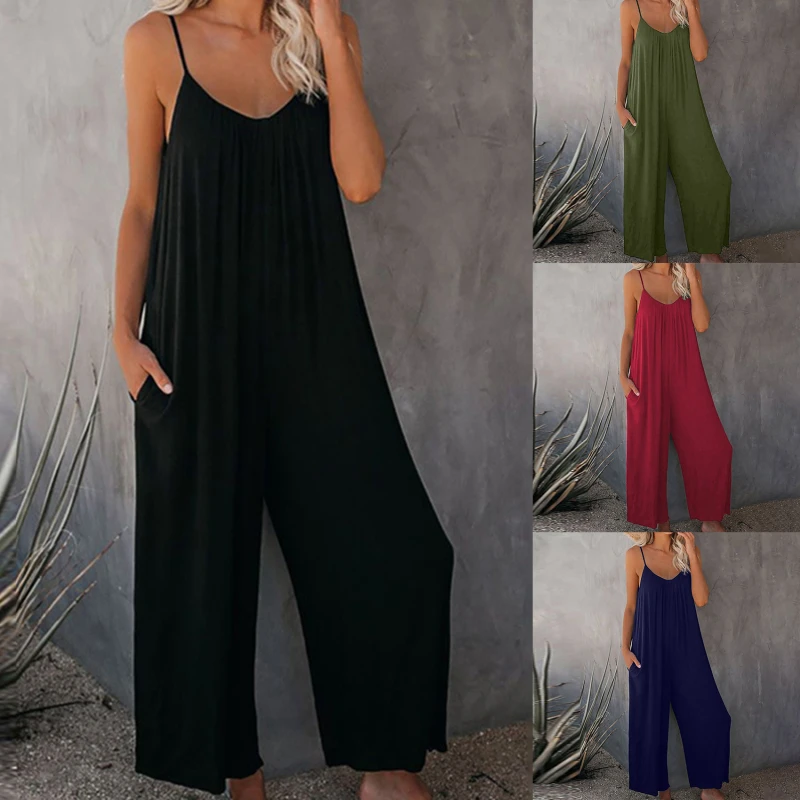 Wide Leg Rompers Summer Spring Fashion Women Casual Loose Jumpsuit Sleeveless Playsuit Trousers Solid Soft Female Overalls
Wide Leg Rompers Summer Spring Fashion Women Casual Loose Jumpsuit Sleeveless Playsuit Trousers Solid Soft Female Overalls
