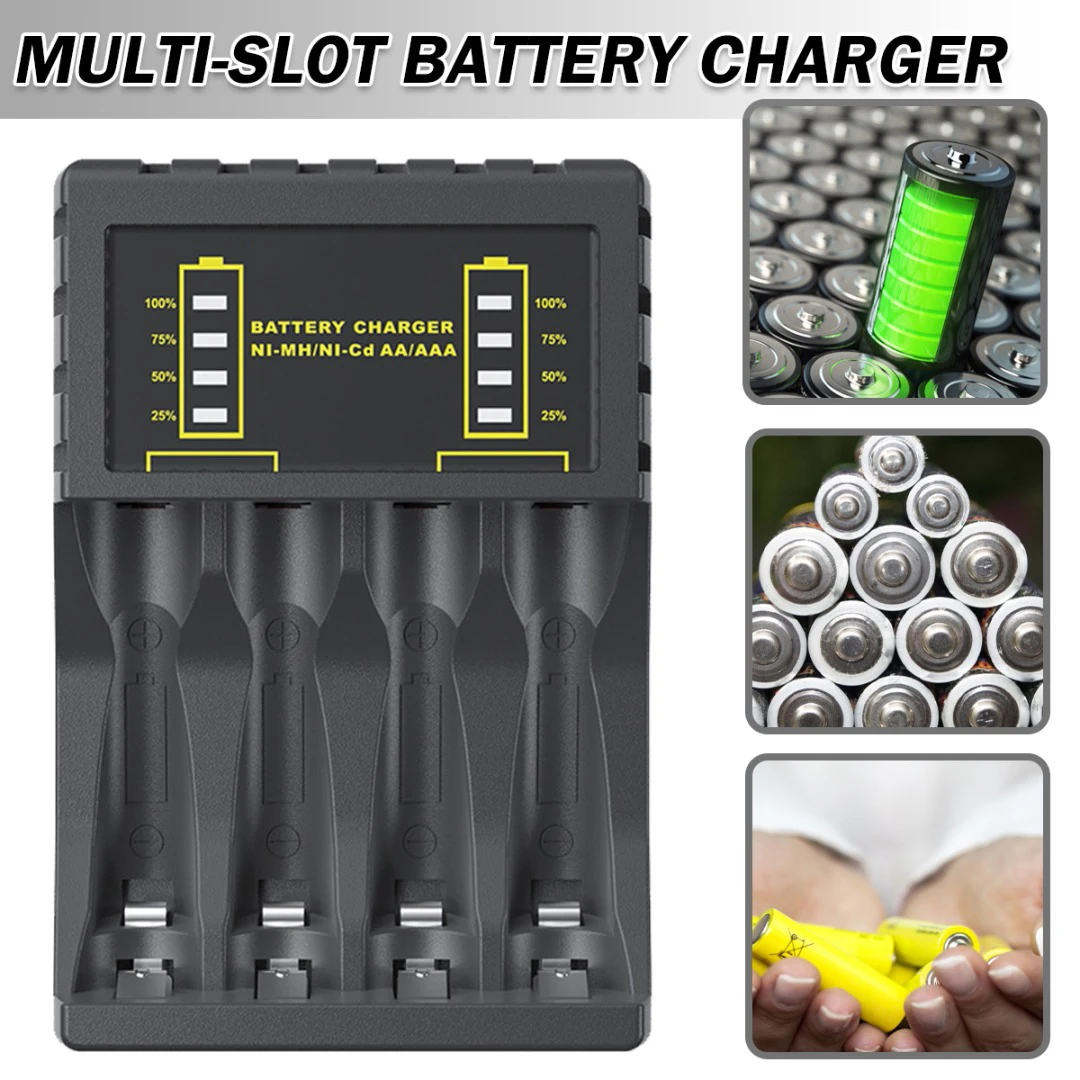 

New 1pc Multi Slot Intelligent Battery Fast Charger 4-Slots Smart AA AAA NI-CD NI-MH Rechargeable Batteries Chargers