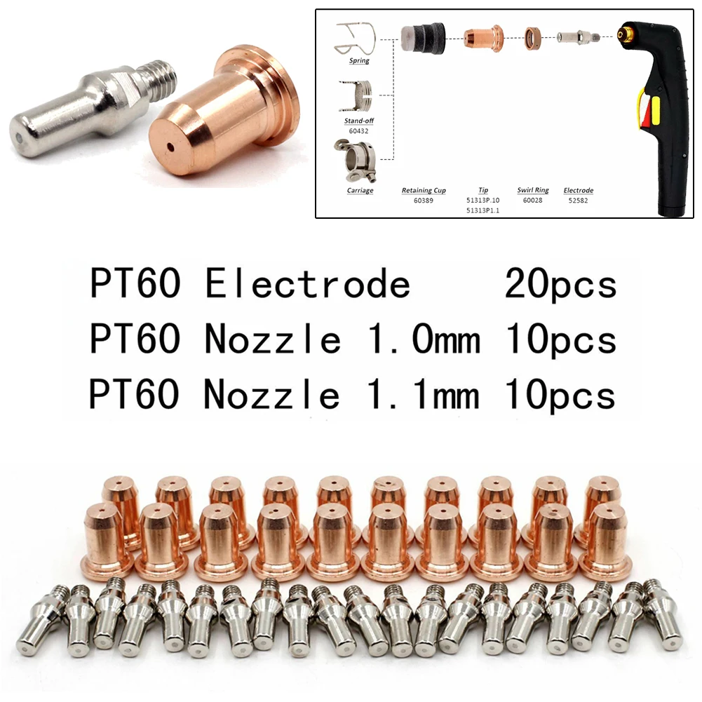 40pcs 1.0mm 1.1mm Plasma Tips Nozzle Electrode 52582 For IPT-60 PT60 PT40 IPT-40 Torch Plasma Cutting Consumables
40pcs 1.0mm 1.1mm Plasma Tips Nozzle Electrode 52582 For IPT-60 PT60 PT40 IPT-40 Torch Plasma Cutting Consumables