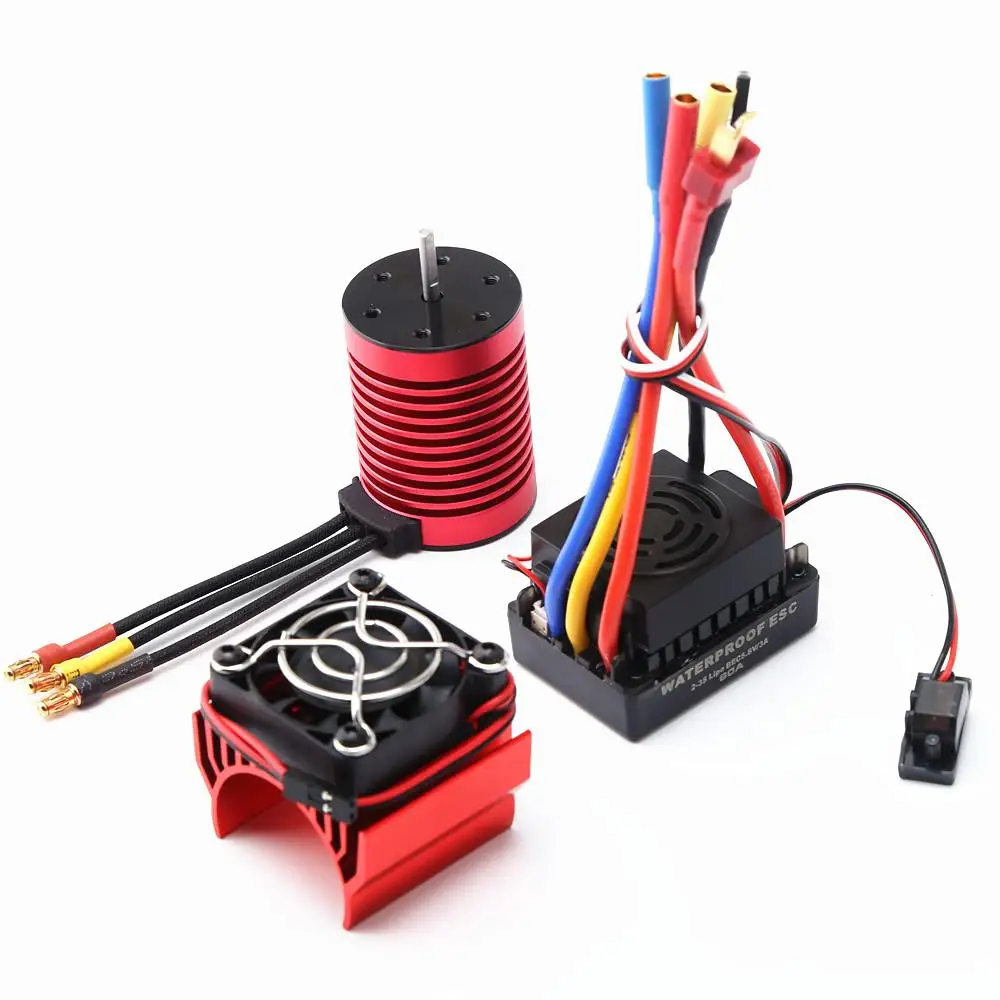 

Waterproof F540 3300kv Brushless Motor 60a Brushless Esc Heat Sink For 1/10 Rc Car Redcat Electric Volcano Epx Pro Blackout Xte