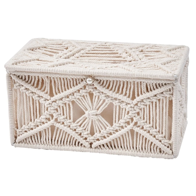 

Handwoven Tissue Box Handmade Multifunction Organize Supplies Household