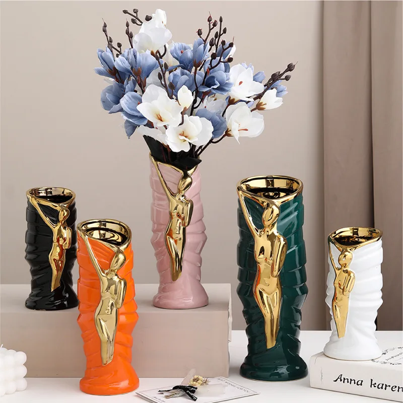 Golden Female Ceramic Vase Gilded Nude Female Flower Arrangement Hydroponic Ornament Crafts Living Room Dining Table Flower Vase
Golden Female Ceramic Vase Gilded Nude Female Flower Arrangement Hydroponic Ornament Crafts Living Room Dining Table Flower Vase