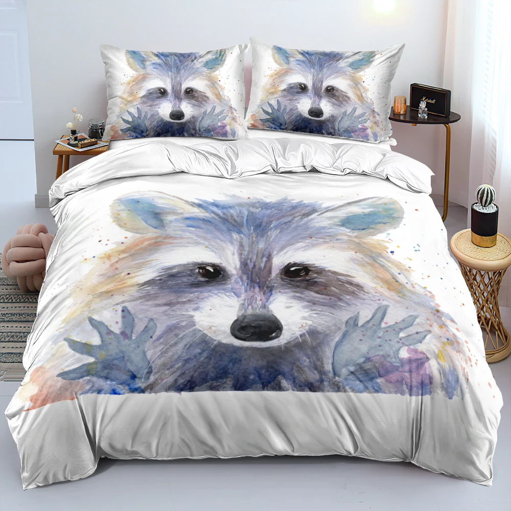 3D Cute Animal Raccoon Coral Pillow Shams Bed Set Anti-Wrinkle Bedclothes Duvet Cover Twin Full/Double Queen King Sizes For Kids
3D Cute Animal Raccoon Coral Pillow Shams Bed Set Anti-Wrinkle Bedclothes Duvet Cover Twin Full/Double Queen King Sizes For Kids