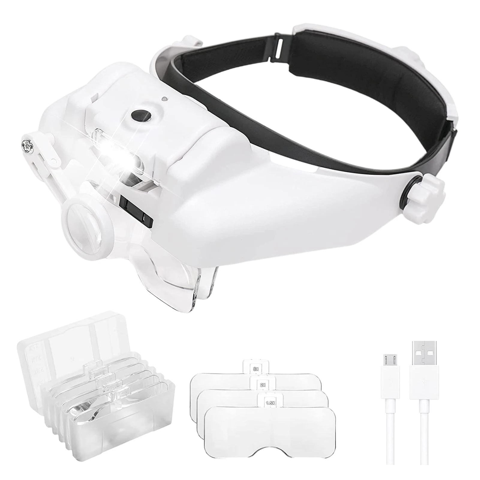 LED Illuminated Headband Magnifier Rechargeable Head Worn Lighted Magnifying Glass Headset Loupe Tool For Close Work Reading
LED Illuminated Headband Magnifier Rechargeable Head Worn Lighted Magnifying Glass Headset Loupe Tool For Close Work Reading