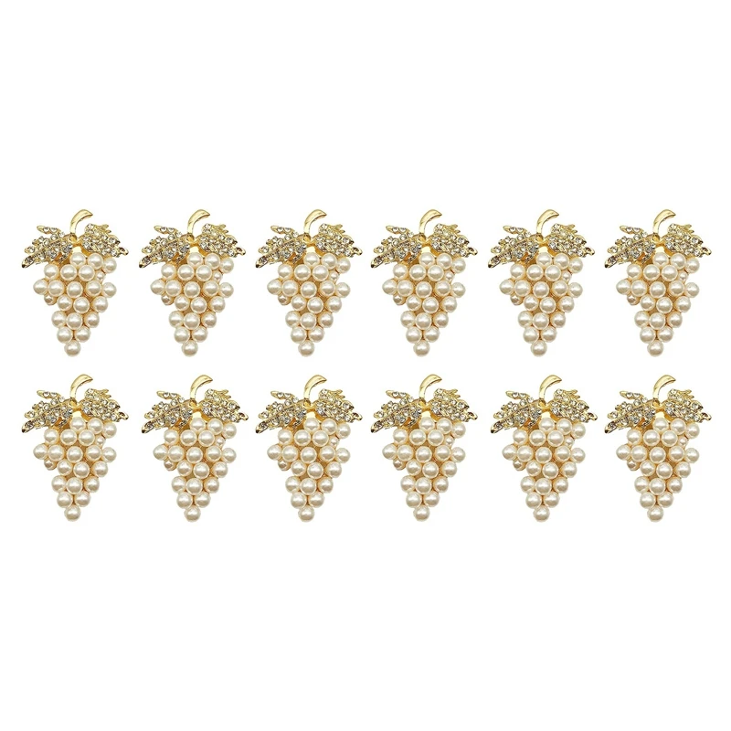 Grapes Napkin Rings Set Of 12, With Glittering Imitation Diamond And Pearls Inlay Alloy Napkin Ring Holder
Grapes Napkin Rings Set Of 12, With Glittering Imitation Diamond And Pearls Inlay Alloy Napkin Ring Holder
