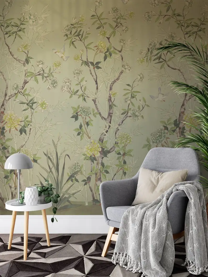 Vintage Chinoiserie Wallpaper, Removable Peel and Stick Mural, Self Adhesive Eco Friendly Floral Design, Chinoiserie Birds Print
Vintage Chinoiserie Wallpaper, Removable Peel and Stick Mural, Self Adhesive Eco Friendly Floral Design, Chinoiserie Birds Print