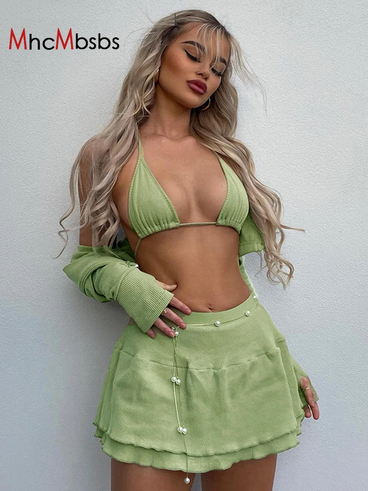 3 Piece Set Women Lolita Clothes Sexy Halter Camisole+Long Sleeve Hooded Crop Top+High Waist Pleated Mini Skirts 2022 Summer
3 Piece Set Women Lolita Clothes Sexy Halter Camisole+Long Sleeve Hooded Crop Top+High Waist Pleated Mini Skirts 2022 Summer