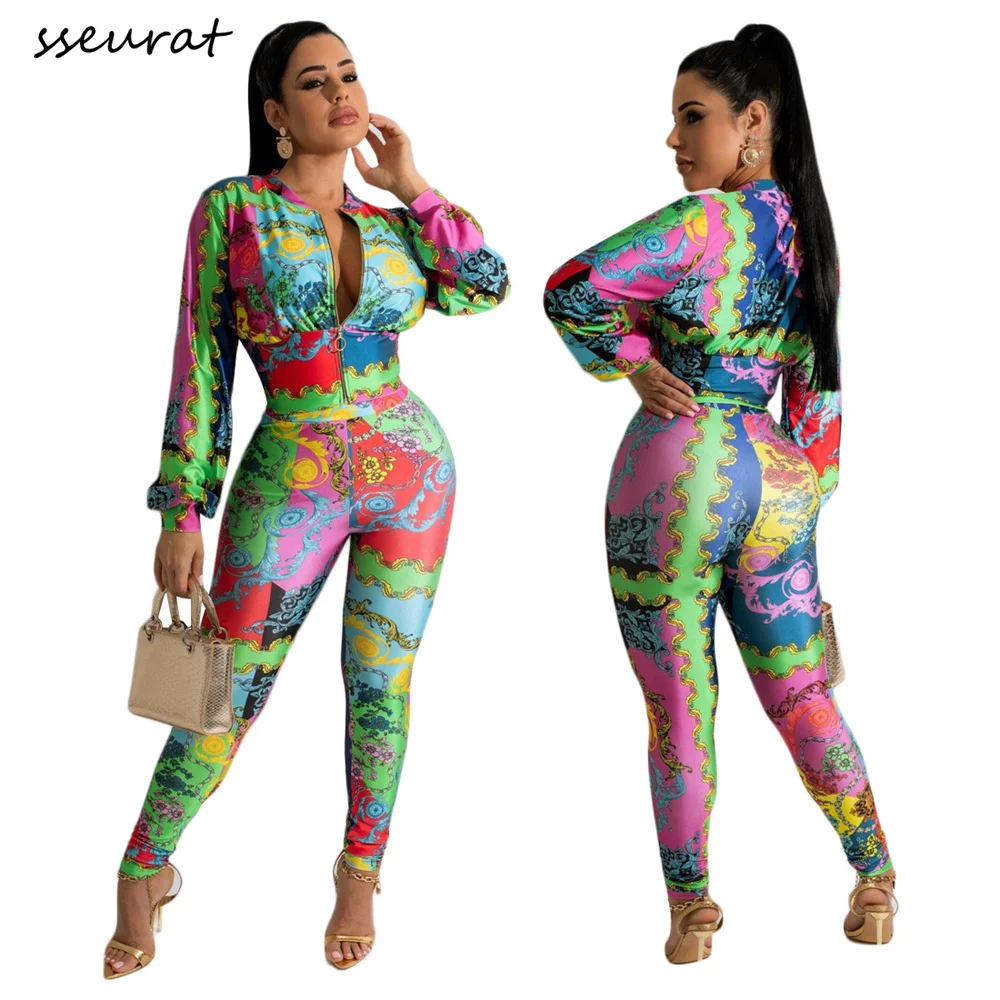 SSEURAT Vintage Women Two Piece Set Print Slim Long Sleevve Zip Up Slim Jacket & Pants Set Outfits
SSEURAT Vintage Women Two Piece Set Print Slim Long Sleevve Zip Up Slim Jacket & Pants Set Outfits