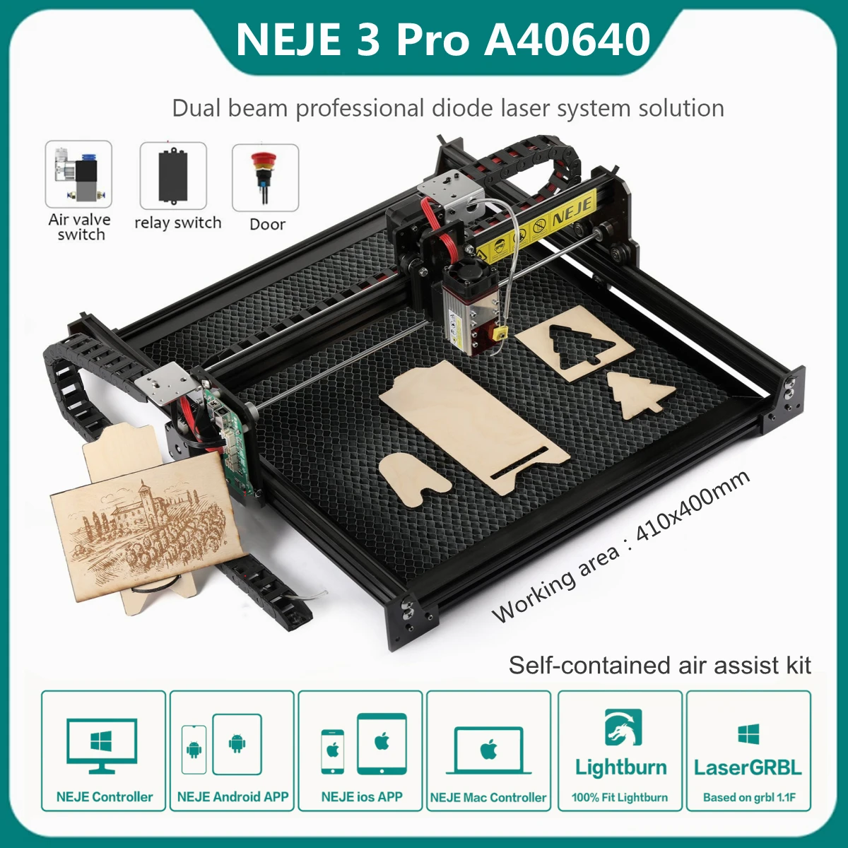 NEJE 3 Pro 40W/50W/80W Desktop CNC Laser Engraver 32-bit Dual MCU Wood Faster Cutting Machine Wood Etching Metal Engraving Tools
NEJE 3 Pro 40W/50W/80W Desktop CNC Laser Engraver 32-bit Dual MCU Wood Faster Cutting Machine Wood Etching Metal Engraving Tools