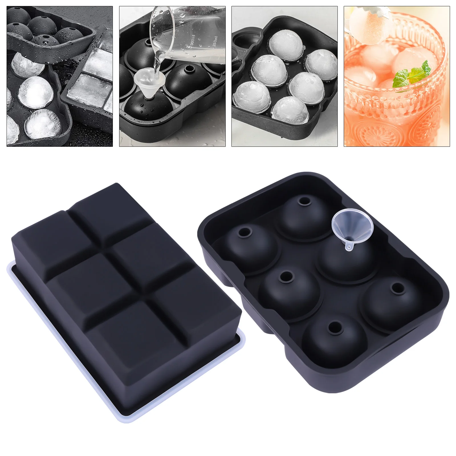 Ice Cube Trays 2 Pack, Silicone Sphere Ice Ball Maker with Lid and Large Square Ice Cube Molds for Cocktail, Whiskey
Ice Cube Trays 2 Pack, Silicone Sphere Ice Ball Maker with Lid and Large Square Ice Cube Molds for Cocktail, Whiskey