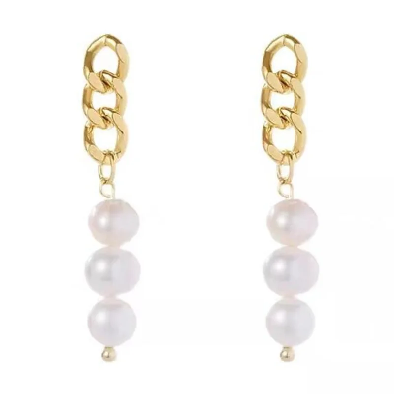 Creative Design Gold Color Metal Chain Imitation Pearl Earrings Simple Temperament Drop Earrings for Women Korean Jewelry
Creative Design Gold Color Metal Chain Imitation Pearl Earrings Simple Temperament Drop Earrings for Women Korean Jewelry