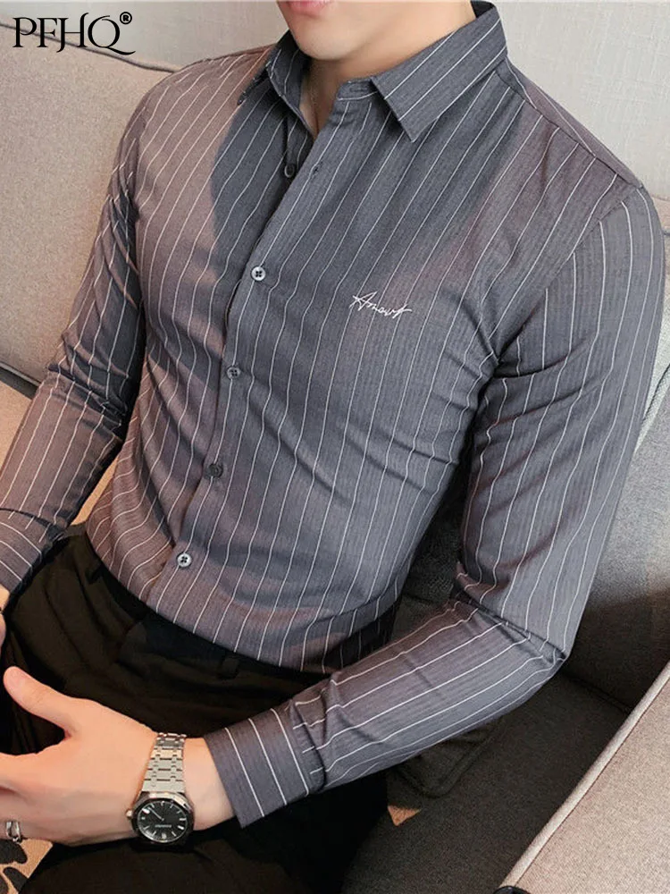 PFHQ 2022 Men's Long Sleeve Shirt Elastic Slim Fit Fashion Stripe Casual High Quality Luxury Male Social Formal Blouses 21Q1123 
PFHQ 2022 Men's Long Sleeve Shirt Elastic Slim Fit Fashion Stripe Casual High Quality Luxury Male Social Formal Blouses 21Q1123
